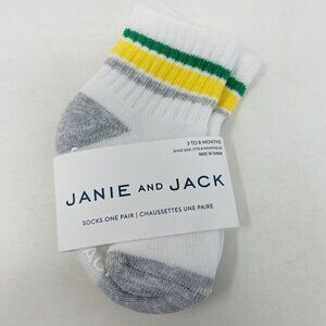 Janie and Jack Baby Boys 3-6 Months Athletic Striped‎ Crew Socks in White/Gray